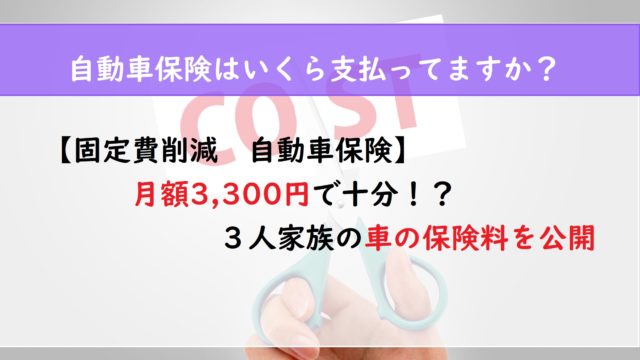 【固定費削減　自動車保険】月額3,300円で十分！？　３人家族の車の保険料を公開